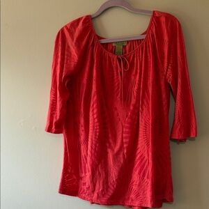 Peck & Peck Weekend Red/Orange Patterned Blouse with cami